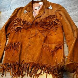 Pypsa | Vintage 1950s Fringe Brown Suede Western Button Up Jacket | Size 44